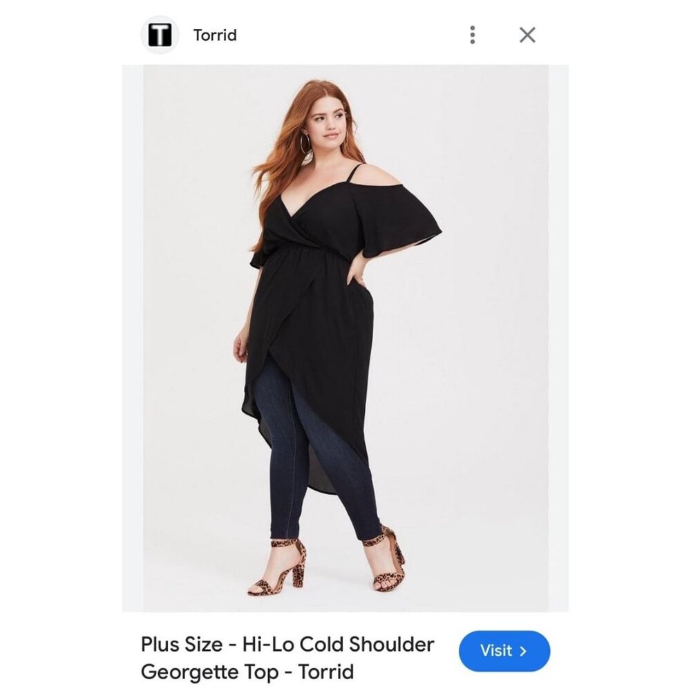 Torrid size 2 black hi-low cold shoulder tunic top